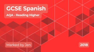 Exam Marking- GCSE (AQA) Spanish Higher (2018) 8698/RH Paper 3: Reading